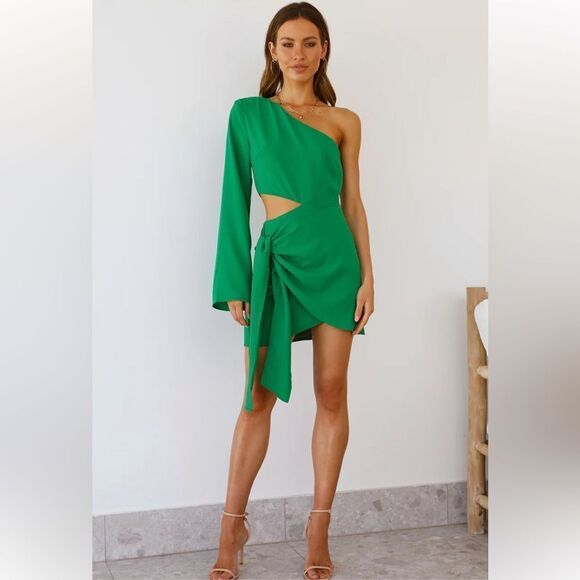 RNWY emerald colour one shoulder dress, M (US6) - Picture 1 of 14